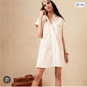 Banana Republic White Mini Shirt Dress